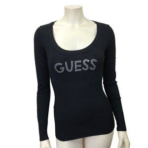 GUESS SCOOP NECK RHINESTONE SWEATER SM NWT‎